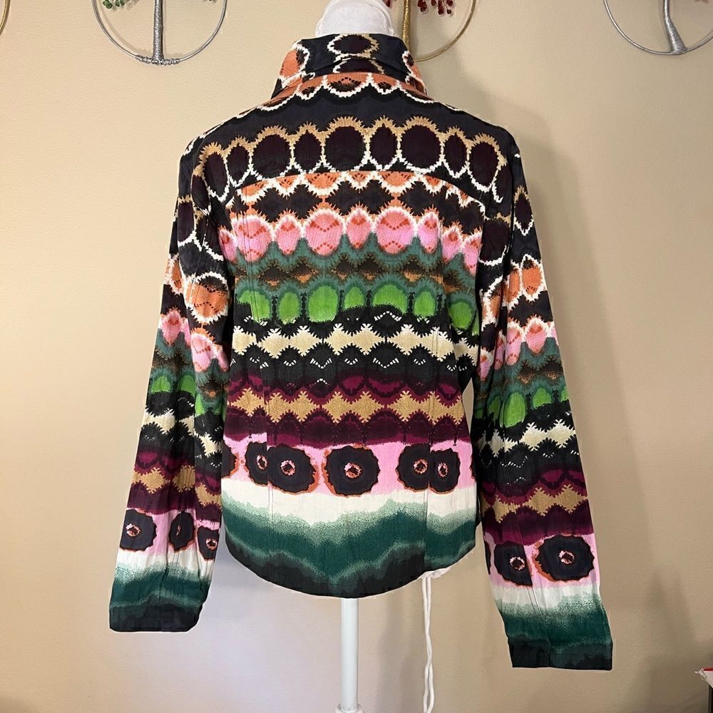 Shana K Dyed Denim Sequin Beaded Lightweight Jacket Shacket Small - Picture 3 of 12